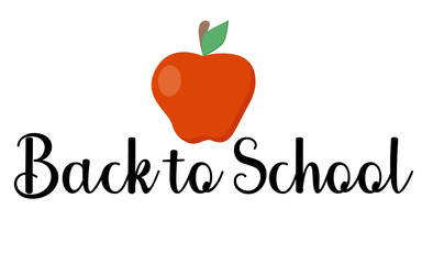 Back to School graphic concept with red apple. Flat vector illustration isolated on white background.