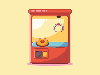 Vintage Claw Machine A Flat Vector Illustration of an Empty Arcade Game