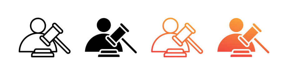Judge Multi Style Icon Set Vector 
