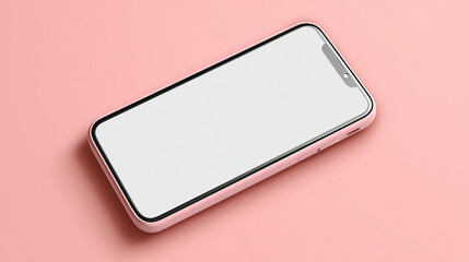 A close-up, top-down perspective showcases a sleek, modern phone resting elegantly on a soft pink backdrop.