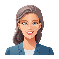 Flat Vector. Portrait of only one Woman. Simple Background.