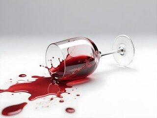 Minimalist Wine Spill Scene – Red Liquid Splashing from Fallen Glass