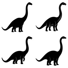 Four silhouette illustrations of long necked dinosaurs in a simple and clean graphic design style image © Love
