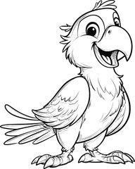 Fototapeta premium Parrot Cartoon Character Outline for Coloring – Cute Talking Bird Line Art Adobe Illustrator Artwork