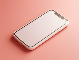 A sleek smartphone showcases a blank screen, perfect for displaying your app, on a minimalistic coral background. Capturing a feeling of innovation and connection.