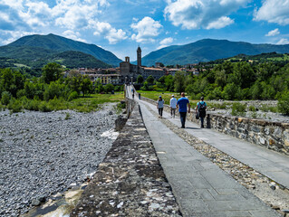 View of the famous bridge of Bobbio town