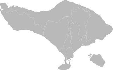 Fototapeta premium Bali, Indonesia – administrative vector map with city and regency boundaries (Web Mercator projection, PPT-compatible & fully editable)