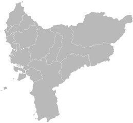 West Kalimantan (Kalimantan Barat), Indonesia &ndash; administrative vector map with city and regency boundaries (Web Mercator projection, PPT-compatible & fully editable)