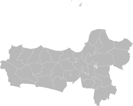 Central Java (Jawa Tengah), Indonesia – administrative vector map with city and regency boundaries (Web Mercator projection, PPT-compatible & fully editable)