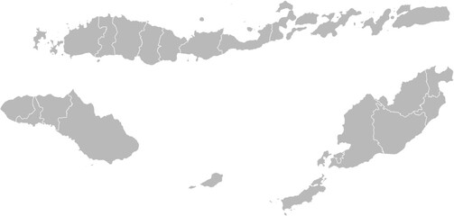 East Nusa Tenggara (Nusa Tenggara Timur), Indonesia – administrative vector map with city and regency boundaries (Web Mercator projection, PPT-compatible & fully editable)