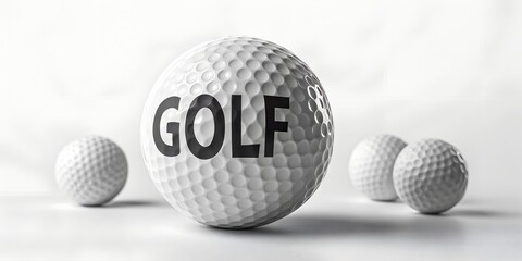 A big  white golf ball in text black GOLF