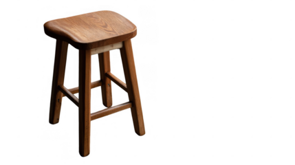 Classic wooden barstool isolated on transparent background, perfect for easy integration into various design projects, offering flexibility and convenience for visual compositions