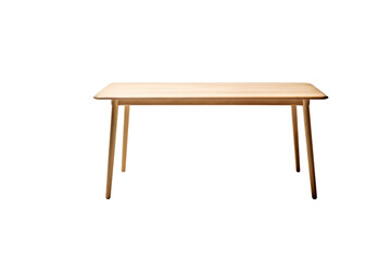Simple, light wooden table with tapered legs, isolated on a transparent background. background removed