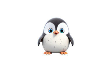 Obraz premium Adorable cartoon penguin with big eyes, standing on a transparent background. background removed