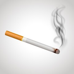 Realistic Isolated Cigarette with Smoke