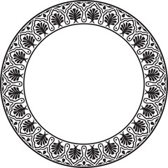Vector black monochrome round national Indian ornament. Circle, ring, border, ethnic Hindu frame.
