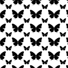 Black and white butterfly silhouette pattern vector