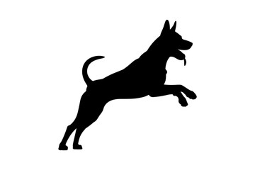 Silhouette of a jumping dog pet animal canine art