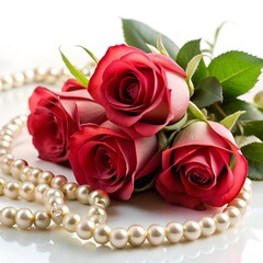 Rose petals on side view with ribbon tied