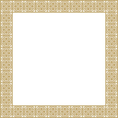Vector golden square gothic ornament. Medieval European rectangle, border. Classic pattern of the Germans, Angles, Saxons, Franks.
