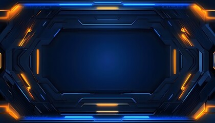 Dark blue and orange futuristic technological panel.