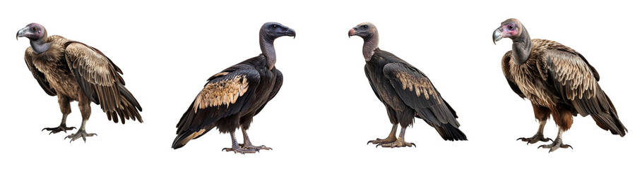 Fototapeta premium A collection of vulture birds isolated on a transparent background
