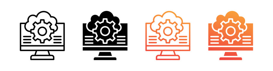 Cloud Computing Multi Style Icon Set Vector 