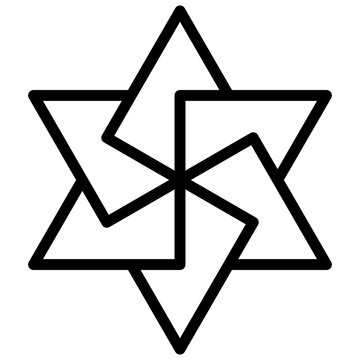 Interlaced hexagram variation. Editable stroke vector icon.