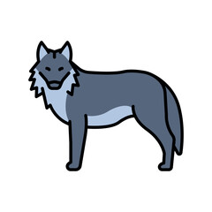 gray wolf color flat icon for digital and print projects. North american animals.