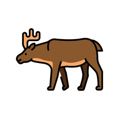moose color flat icon for digital and print projects. North american animals.