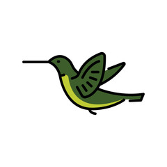 ruby throated humming color flat line icon for digital and print projects. North american animals.
