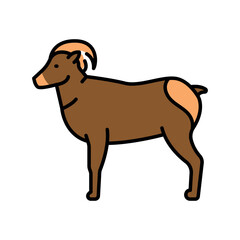 bighorn sheep color flat icon for digital and print projects. North american animals.