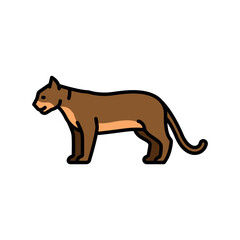 cougar color flat icon for digital and print projects. North american animals.