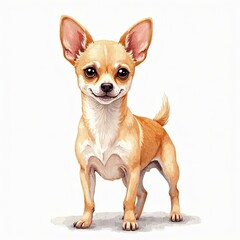 Obraz premium Adorable Chihuahua Dog Portrait: Watercolor Painting, Pet Print, Home Decor, Branding