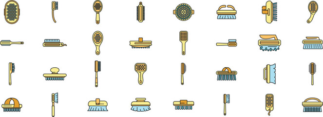 Pet brushes in various shapes and sizes, designed for grooming different types of animals, promoting hygiene and well being