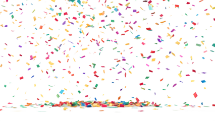 Colorful confetti explosion isolated on transparent background (PNG format). Ideal for celebration themes, party graphics, birthdays, festivals, and New Year designs. High-resolution with no shadows.