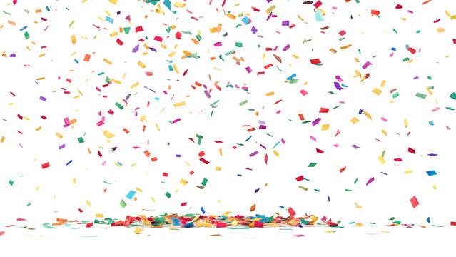 Colorful confetti explosion isolated on transparent background (PNG format). Ideal for celebration themes, party graphics, birthdays, festivals, and New Year designs. High-resolution with no shadows.
