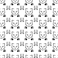 Black and white cat pattern vector