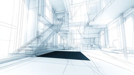 Architectural interior design blueprint of a modern building.