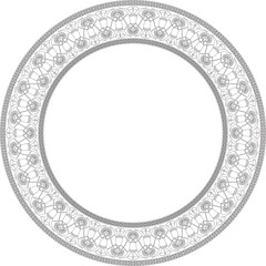 Vector black monochrome classic Greek round outline ornament. Circle of Ancient Greece and the Roman Empire. Byzantine painting of walls, floors and ceilings. Decoration of European palaces. Template 