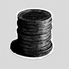 Fototapeta na wymiar Vintage stack of coins illustration.