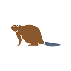 american beaver color flat icon for digital and print projects. North american animals.