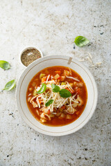Traditional minestrone soup with cheese