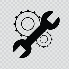 Repair Tool Vector Icon. Service Symbol. Gear, Screwdriver And Wrench.