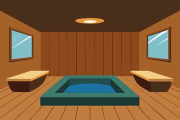 yacht spa room with polished wood walls and stone