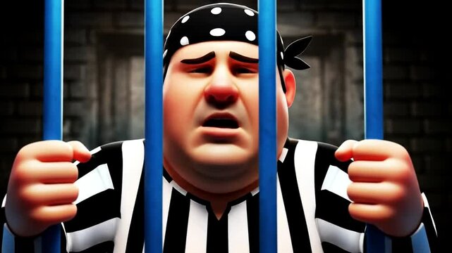 Cartoon Jailbird A Depiction of Imprisonment and Regret