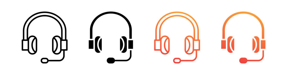 Earphone Multi Style Icon Set Vector 