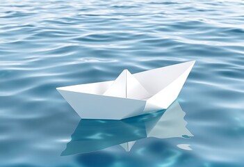 Obraz premium Paper Boat Floating on Water