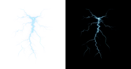 Lightning, storm, thunder, light, flash — explosive PNG storm effect with electric power and thunderbolt. PNG Overlay on transparent background, capturing realistic weather magic and dynamic charge.