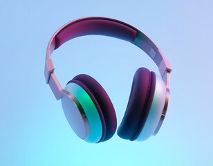 Stylish Wireless Headphones in Neon Lighting